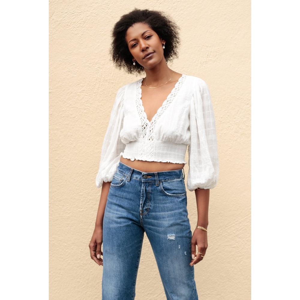Azalea Steve White Puff Sleeve Blouse